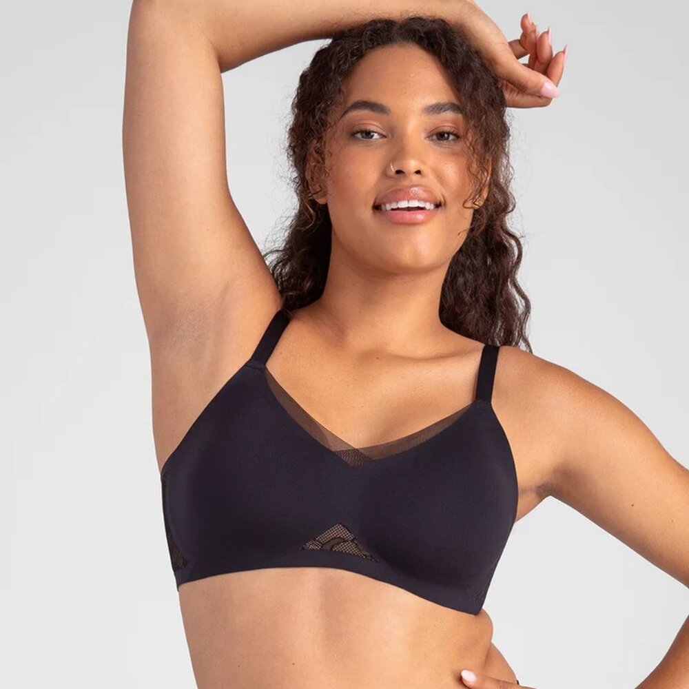 NWT Honeylove CrossOver Lace Bra Lize L Black